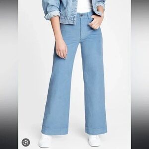 GAP Wide Leg High Rise Light Blue Corduroy Pants